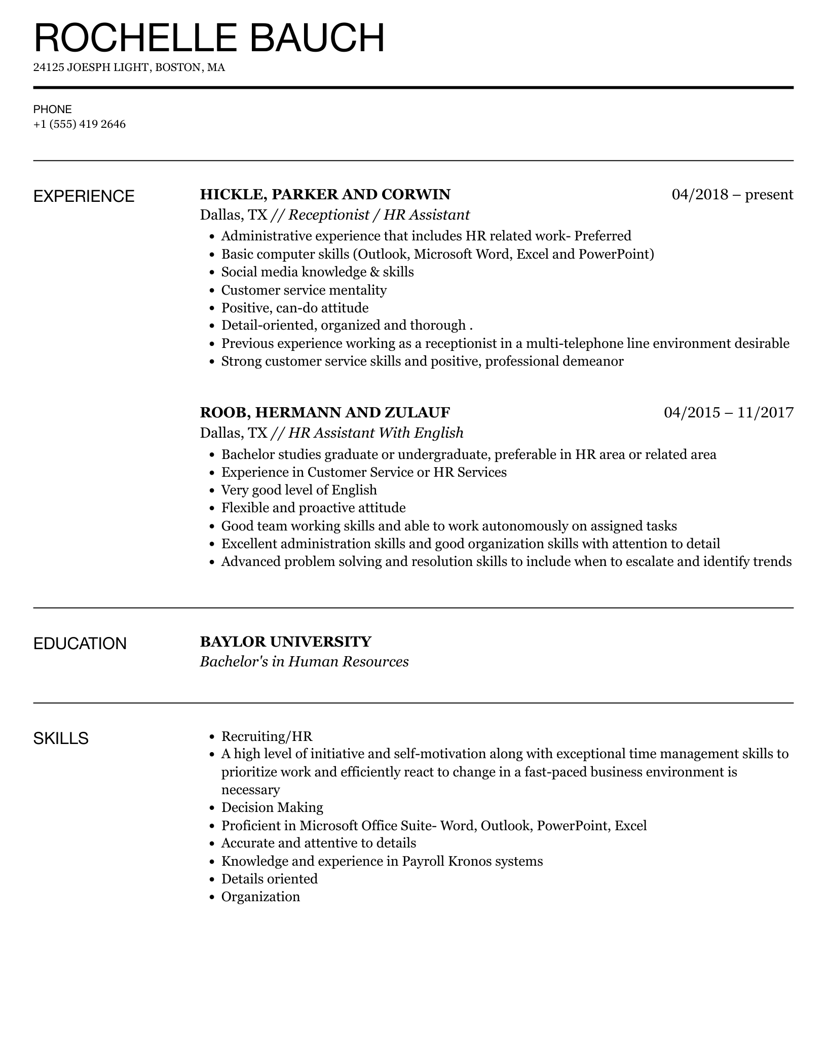 HR Assistant Resume Samples Velvet Jobs