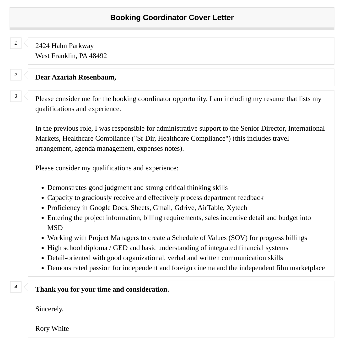 Booking Coordinator Cover Letter Velvet Jobs