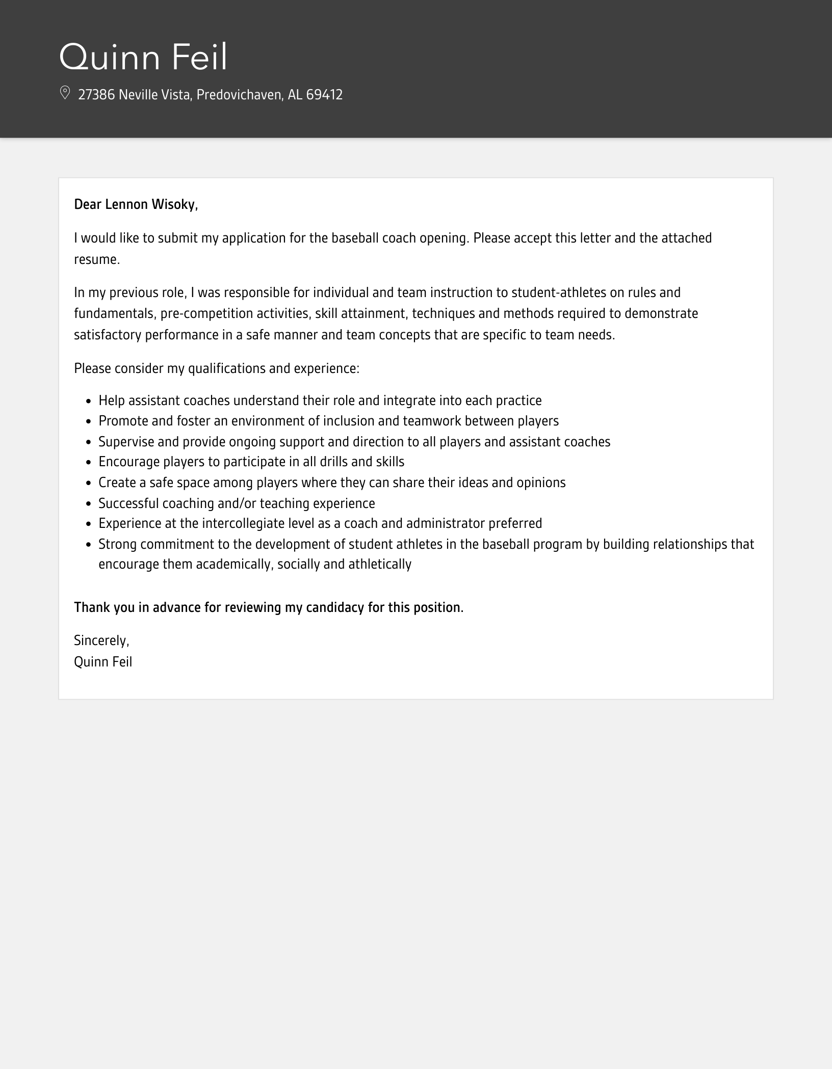 Baseball Coach Cover Letter Velvet Jobs