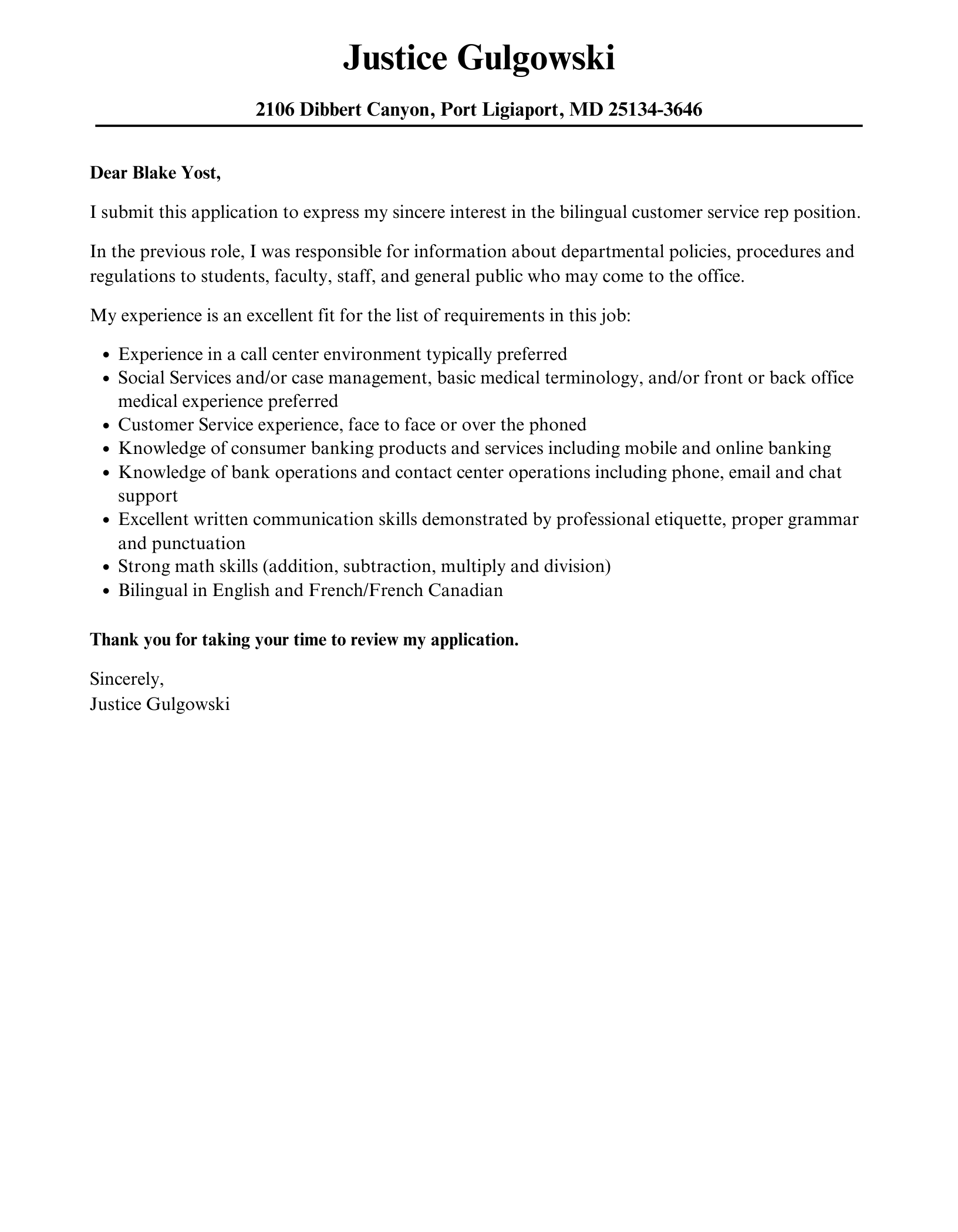 Bilingual Customer Service Rep Cover Letter Velvet Jobs