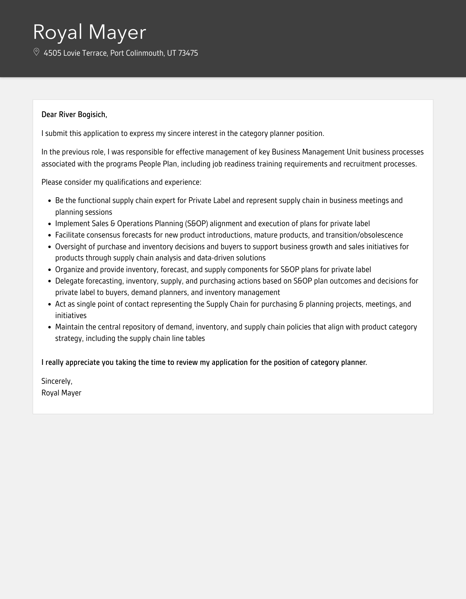 Category Planner Cover Letter Velvet Jobs