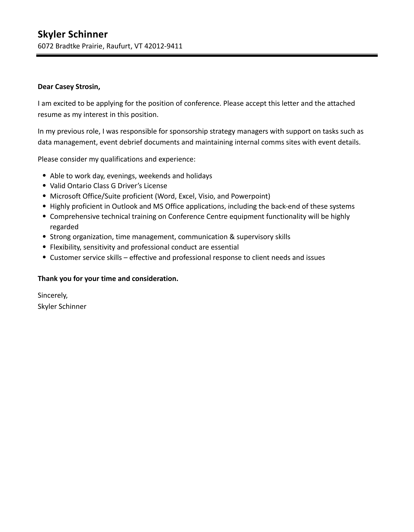 Conference Cover Letter Velvet Jobs