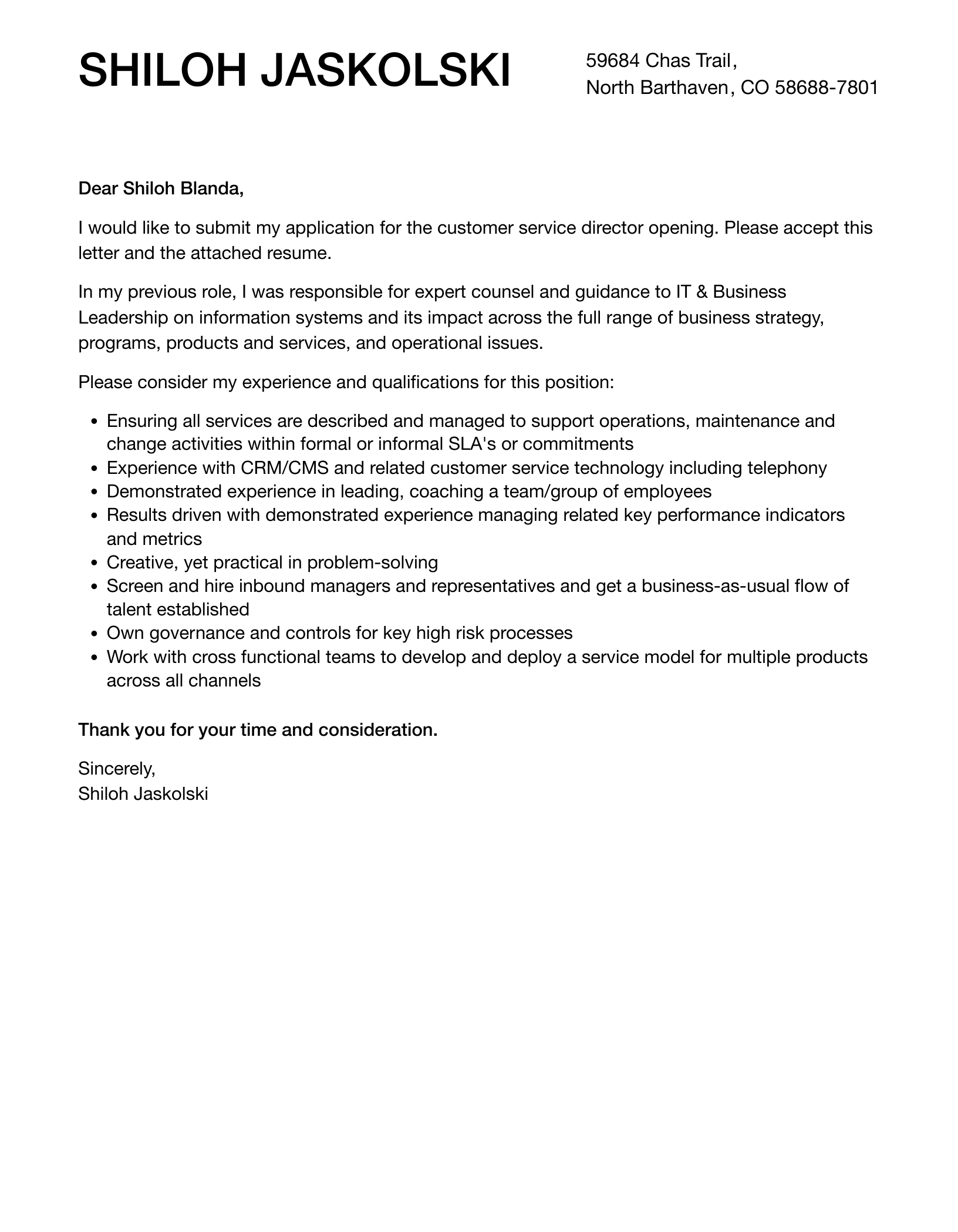 Customer Service Director Cover Letter Velvet Jobs