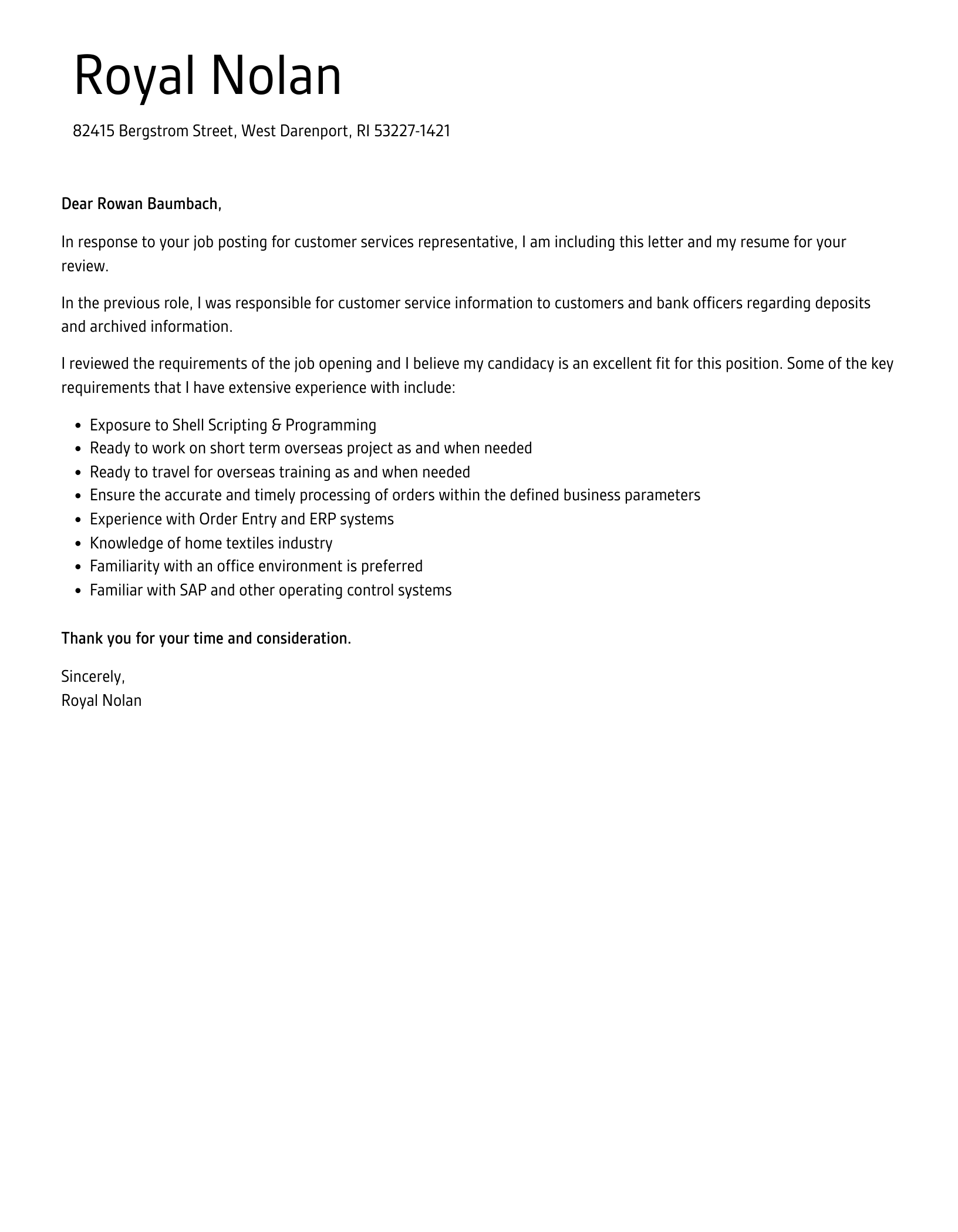 Customer Services Representative Cover Letter Velvet Jobs Customer Services Representative Cover Letter Velvet Jobs