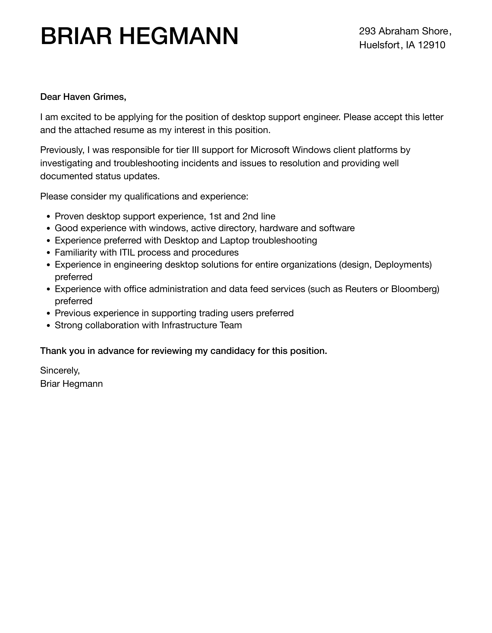 Desktop Support Engineer Cover Letter Velvet Jobs