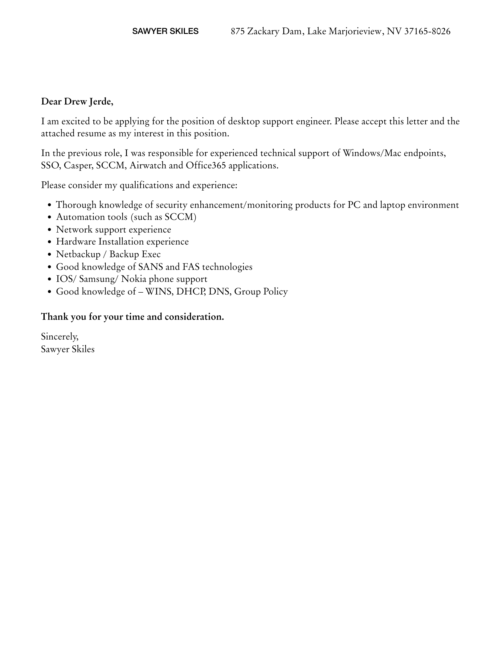 Desktop Support Engineer Cover Letter Velvet Jobs