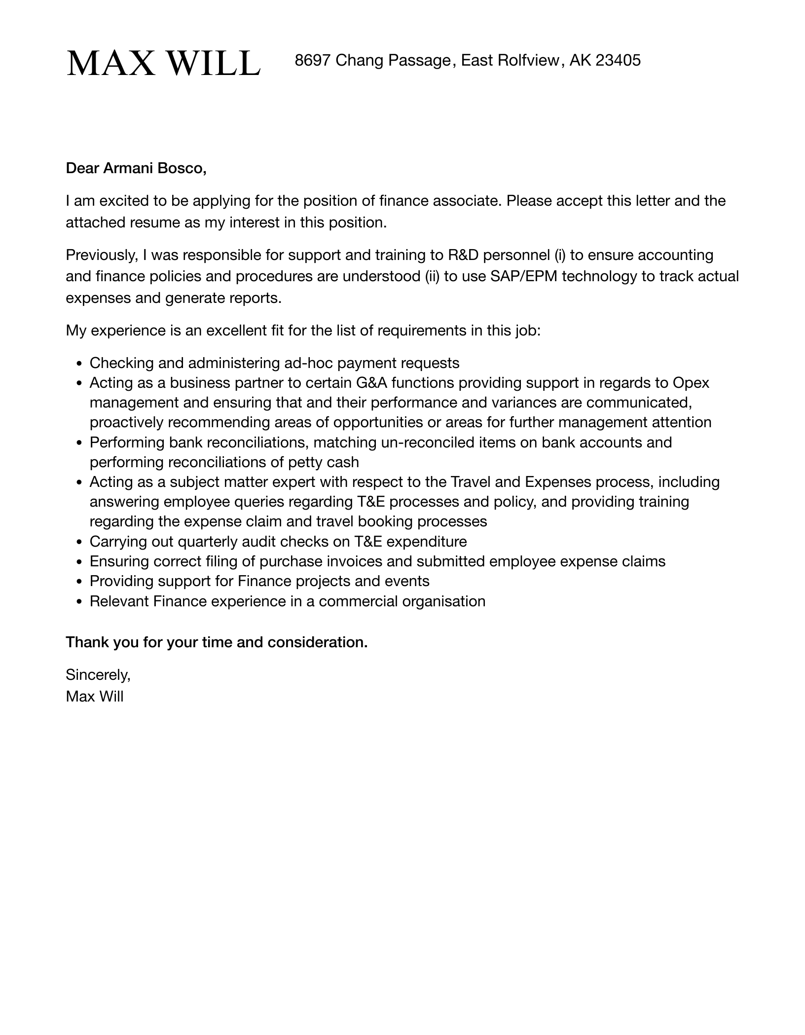 Finance Associate Cover Letter Velvet Jobs Finance Associate Cover Letter Velvet Jobs