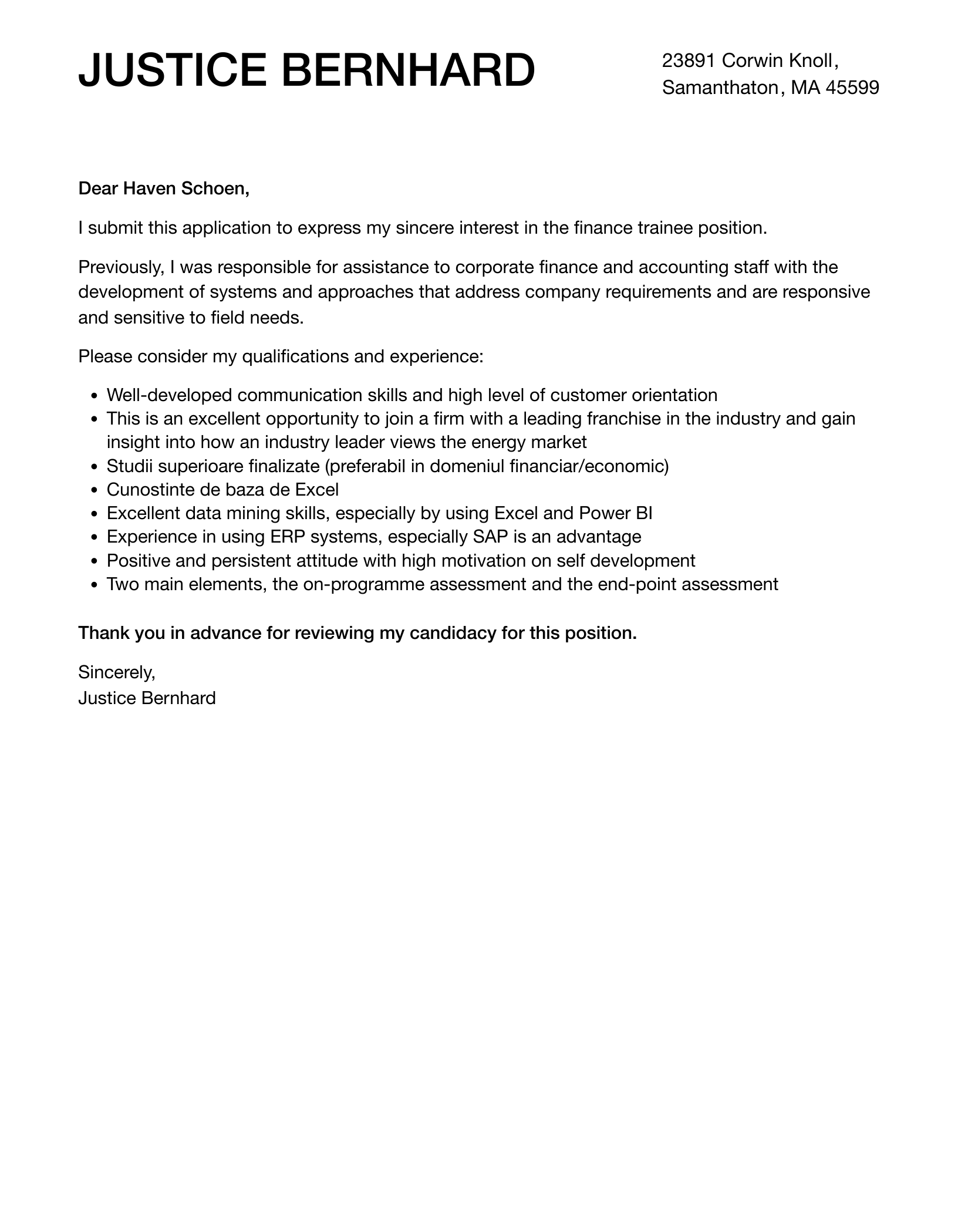 Finance Trainee Cover Letter Velvet Jobs