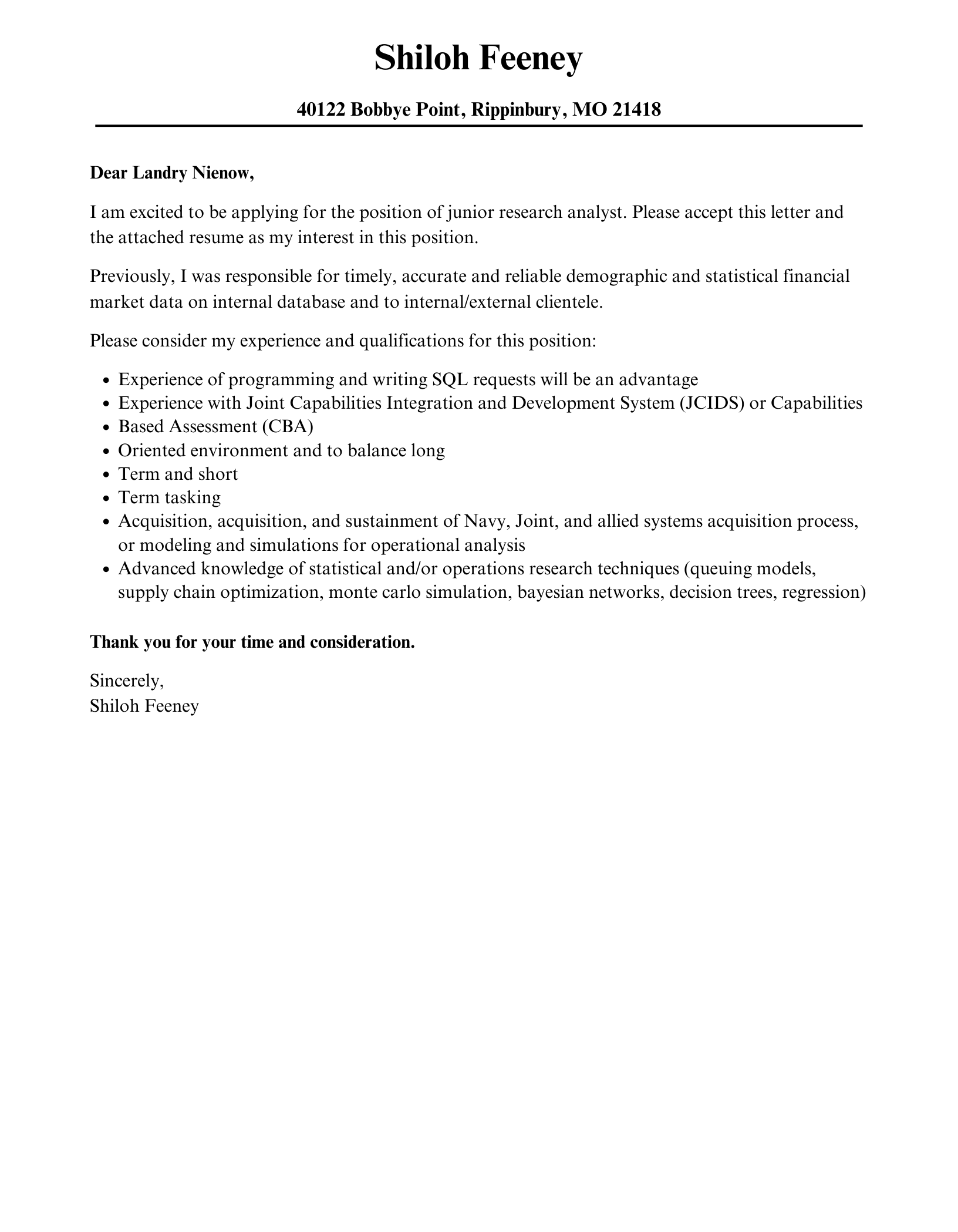 Junior Research Analyst Cover Letter Velvet Jobs