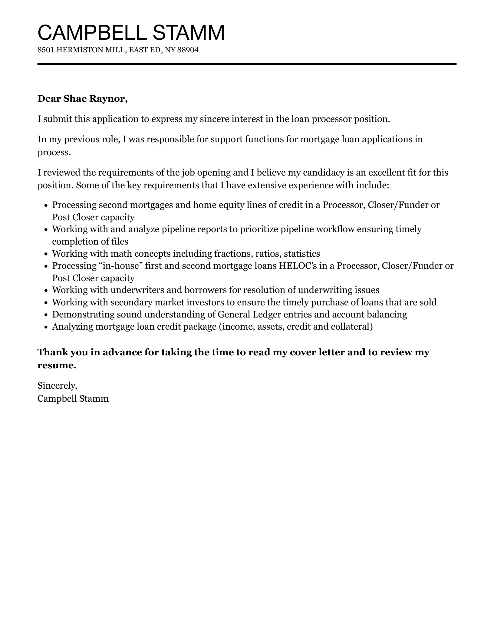 Loan Processor Cover Letter Velvet Jobs