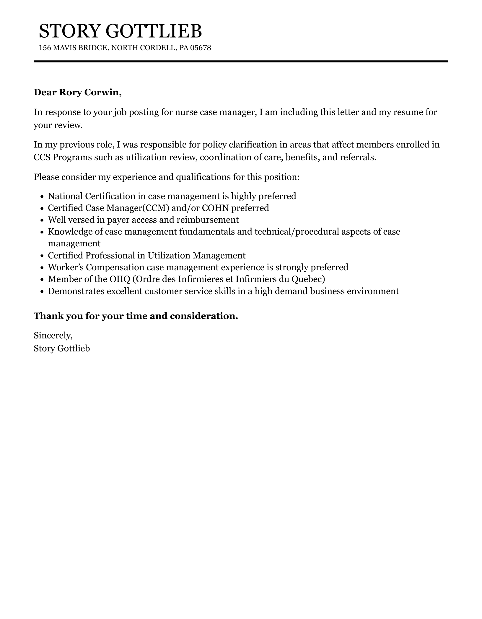 Nurse Case Manager Cover Letter Velvet Jobs