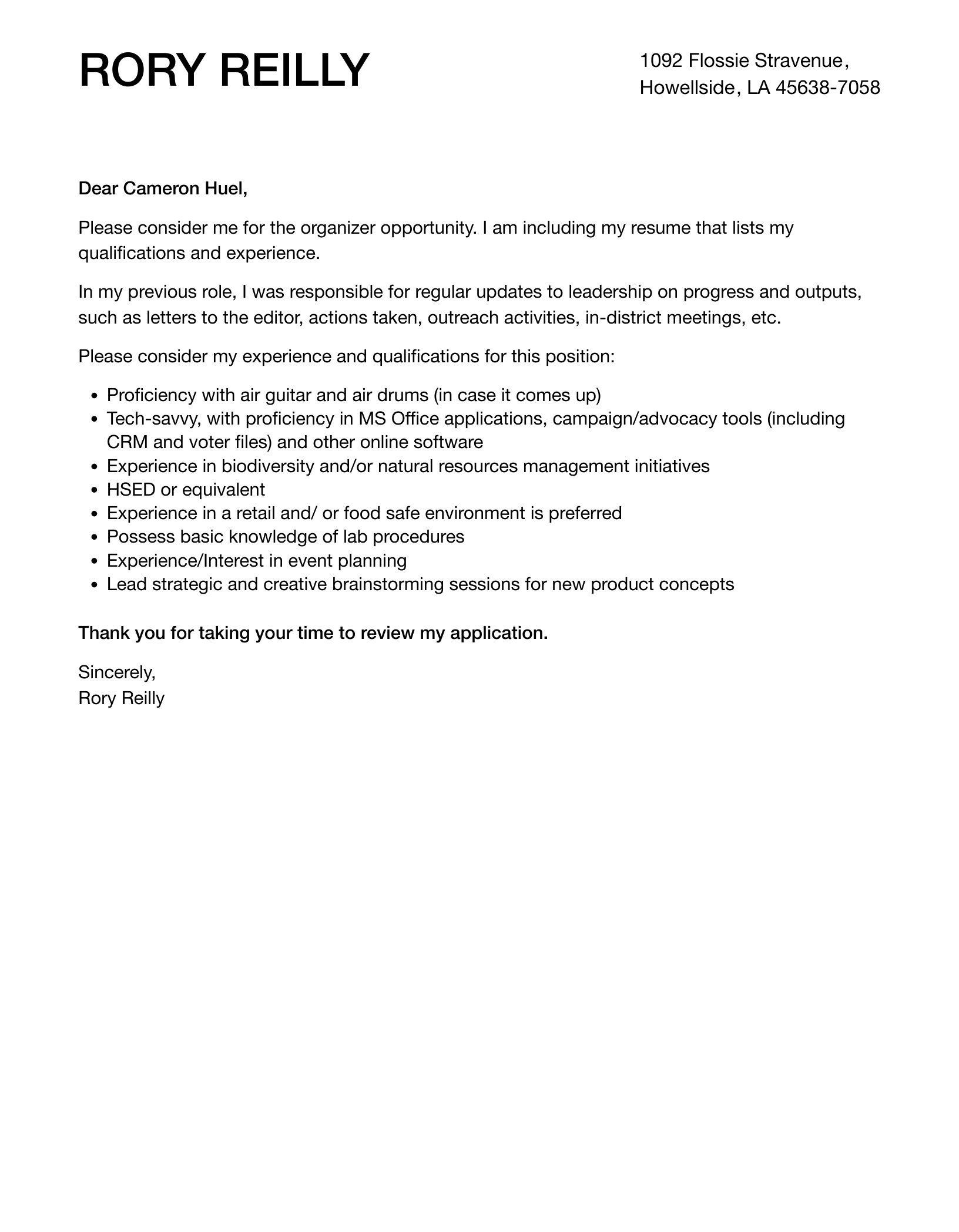 Organizer Cover Letter Velvet Jobs