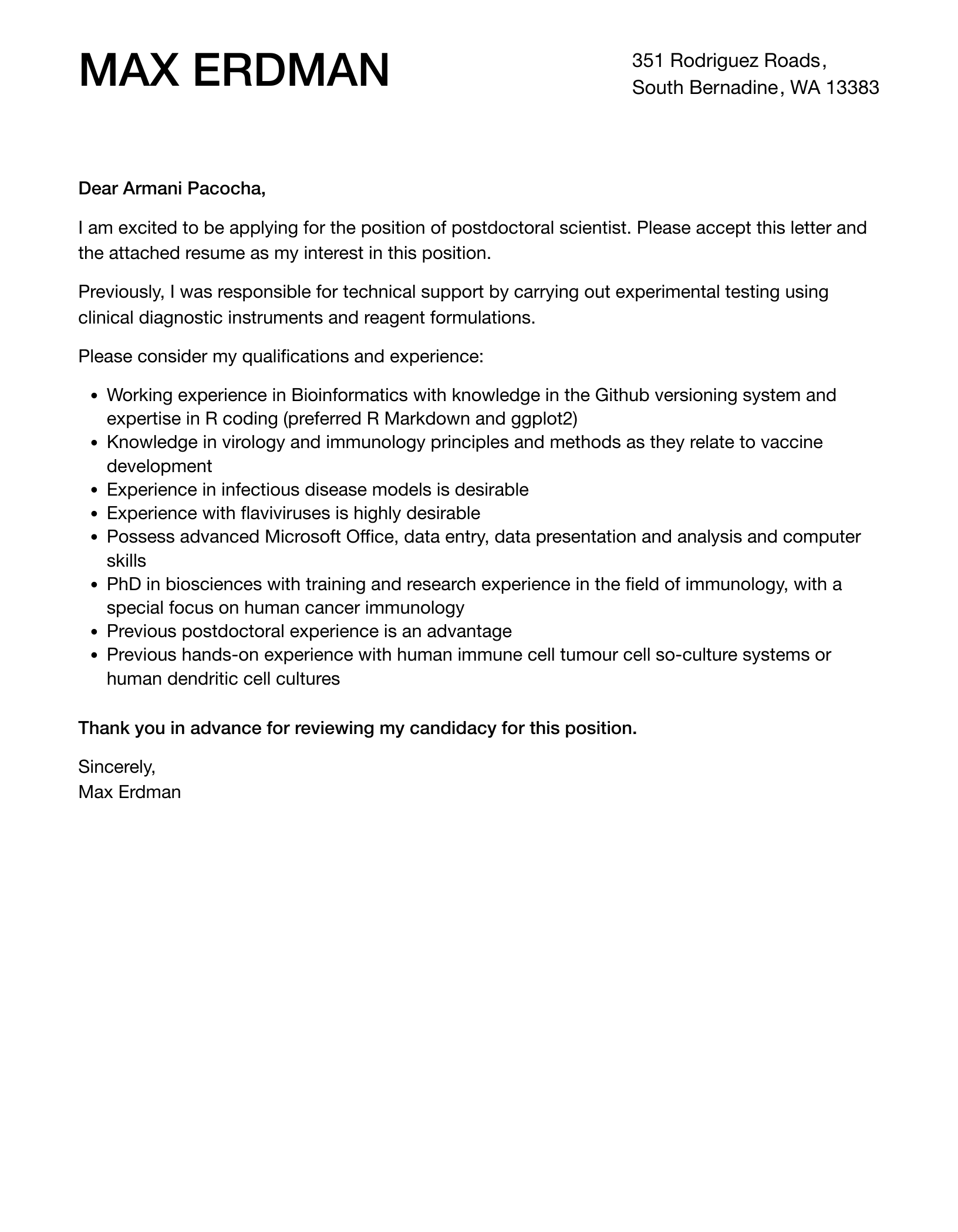 Postdoctoral Scientist Cover Letter Velvet Jobs