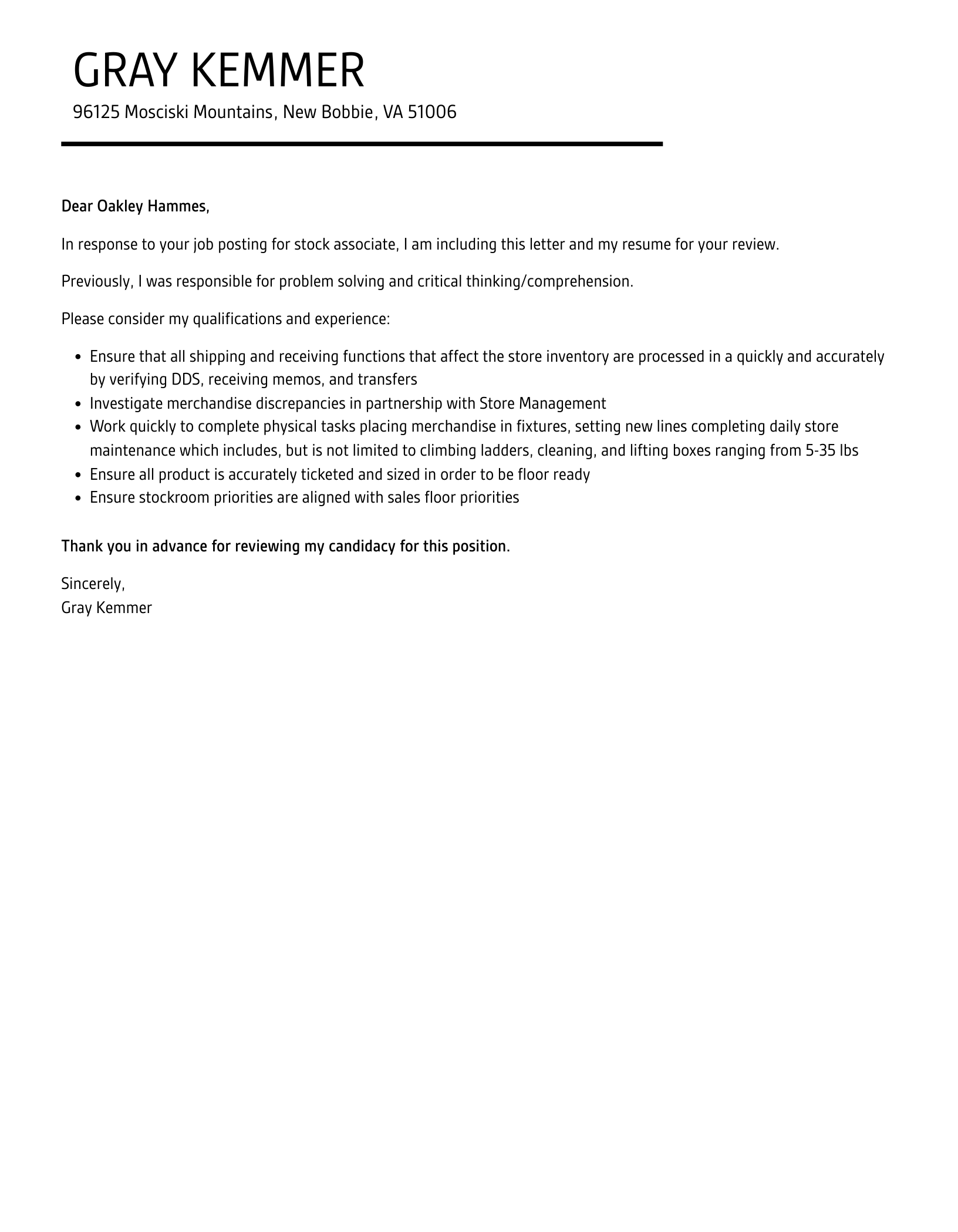 Stock Cover Letter Examples At Jasper Corral Blog