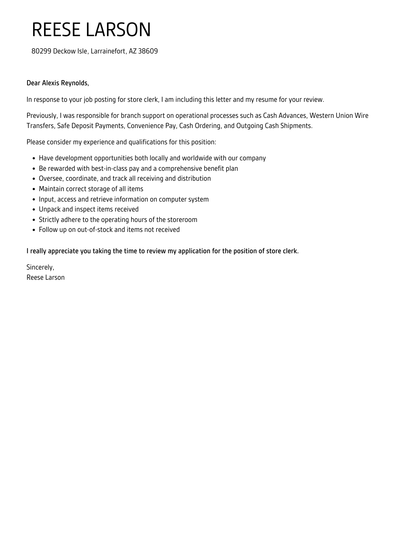Store Clerk Cover Letter Velvet Jobs Store Clerk Cover Letter Velvet Jobs