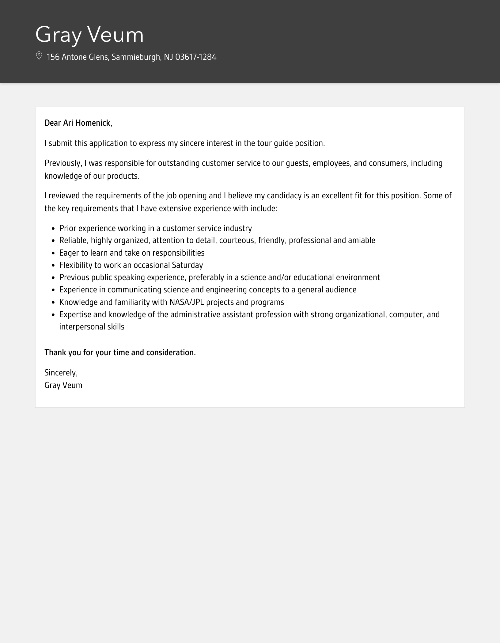 Tour Guide Cover Letter Velvet Jobs