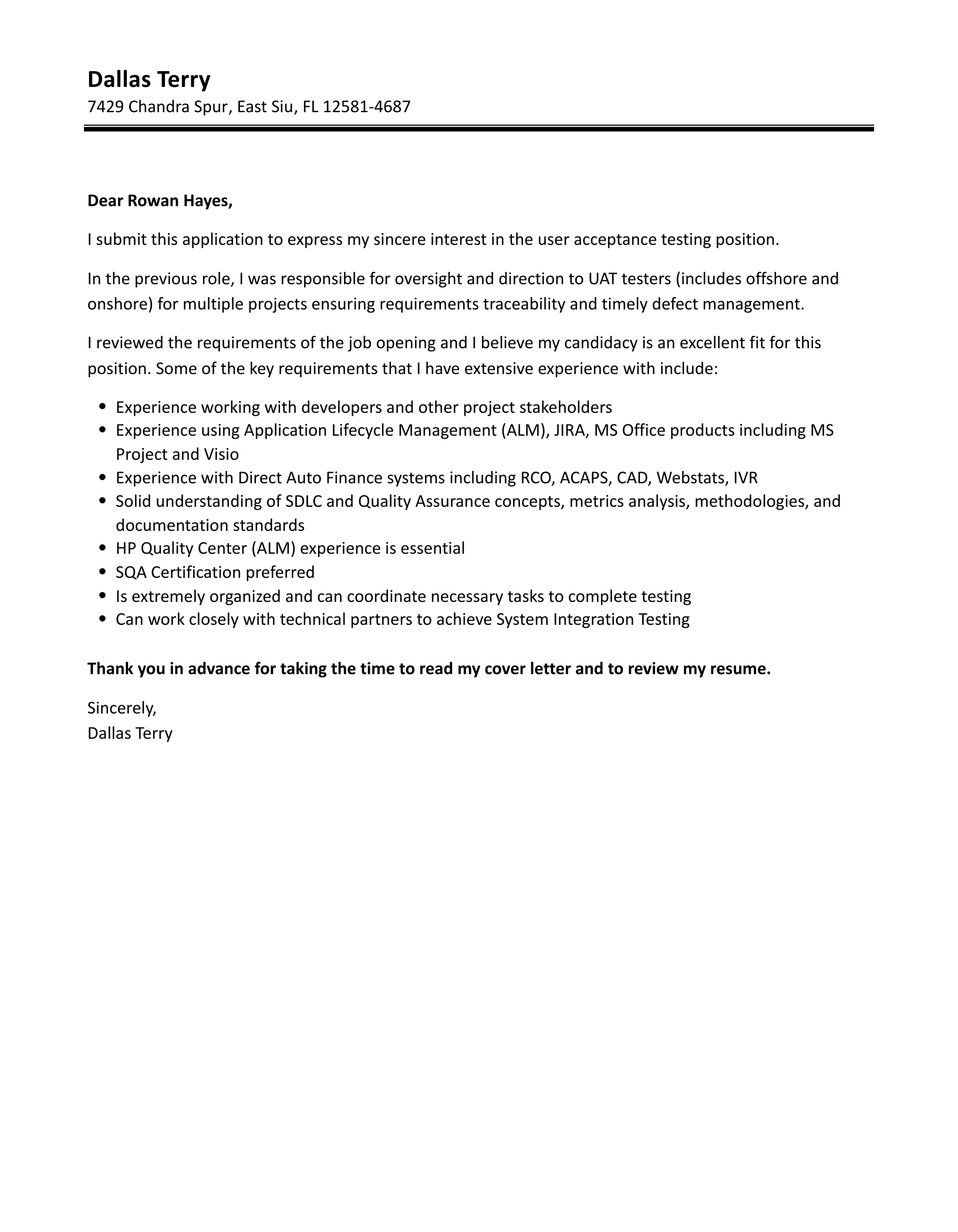 User Acceptance Testing Cover Letter Velvet Jobs