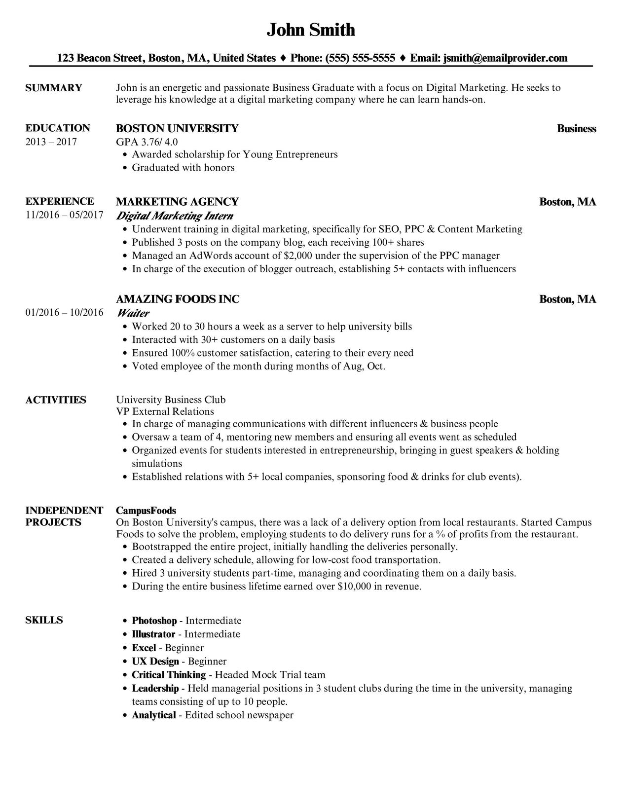 student resume