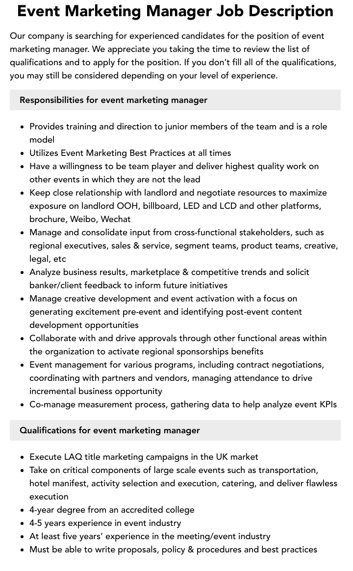  Event Management Team Job Roles Event Manager Job Description 2022