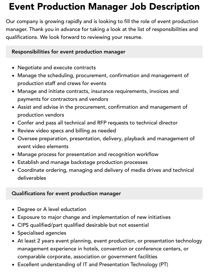 Roles And Responsibilities Of Event Manager