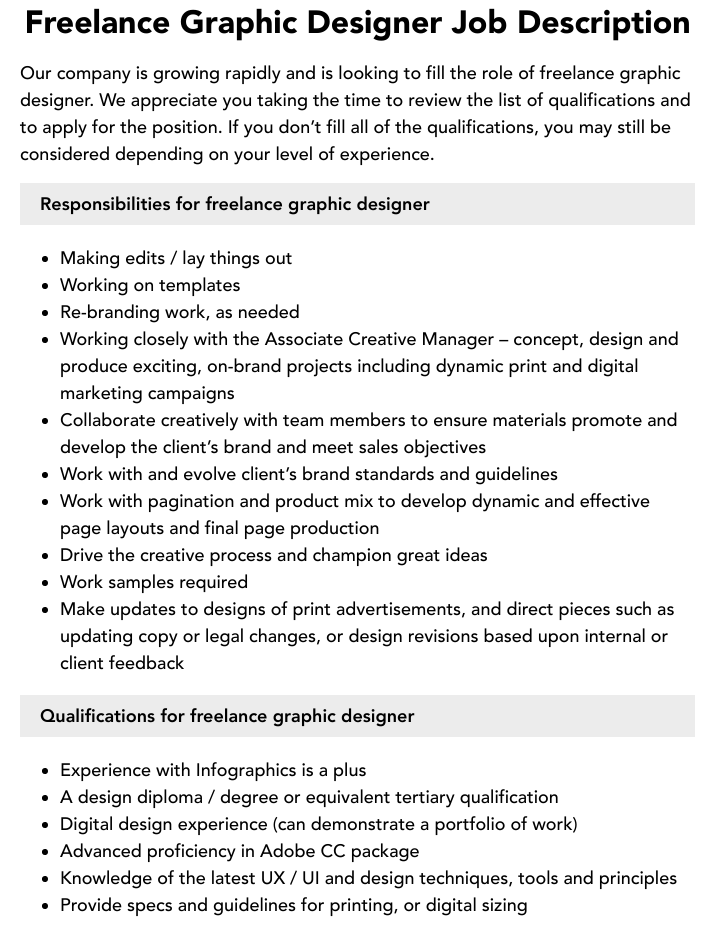 Freelance Graphic Designer Job Description Velvet Jobs