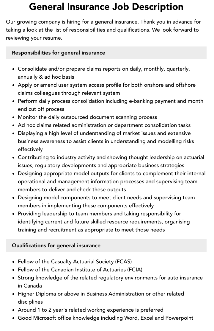 Roles And Responsibilities Of Insurance Company