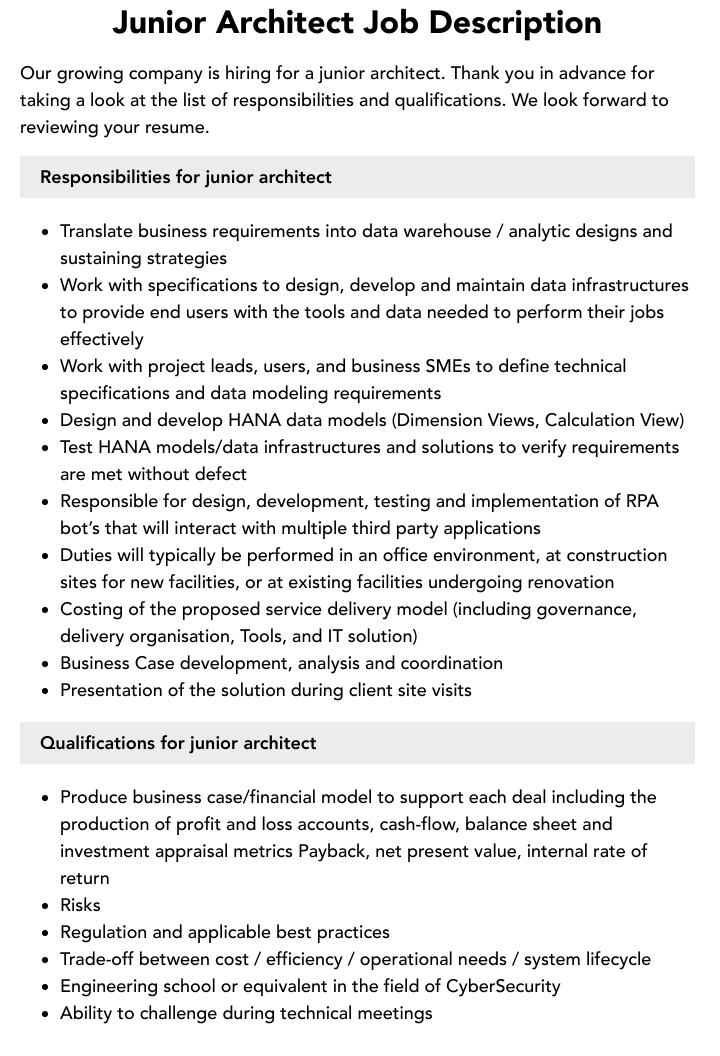 Junior Architect Job In Dubai