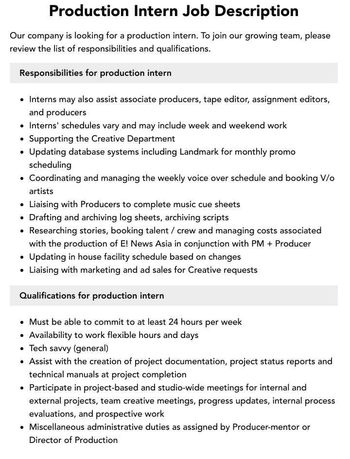 Film Producer Job Description