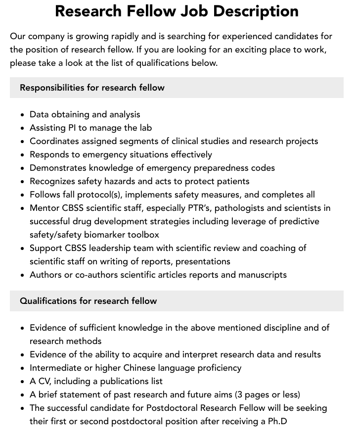 Research Fellow Job Description Velvet Jobs