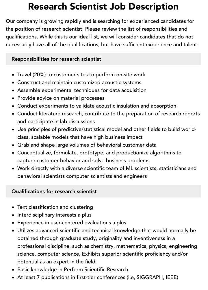 Research Scientist Job Description Velvet Jobs