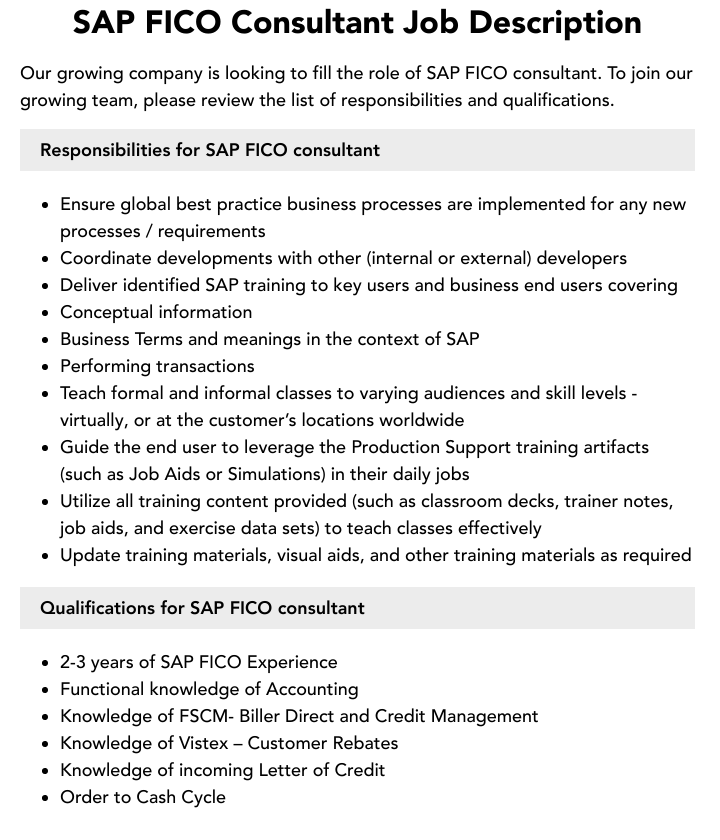 What Are The Roles And Responsibilities Of Sap Fico Consultant