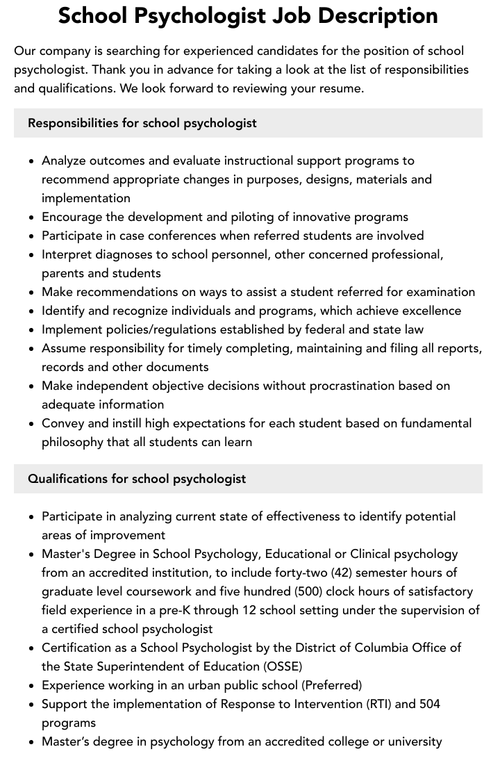 School Psychologist Job Description Velvet Jobs   School Psychologist V2 