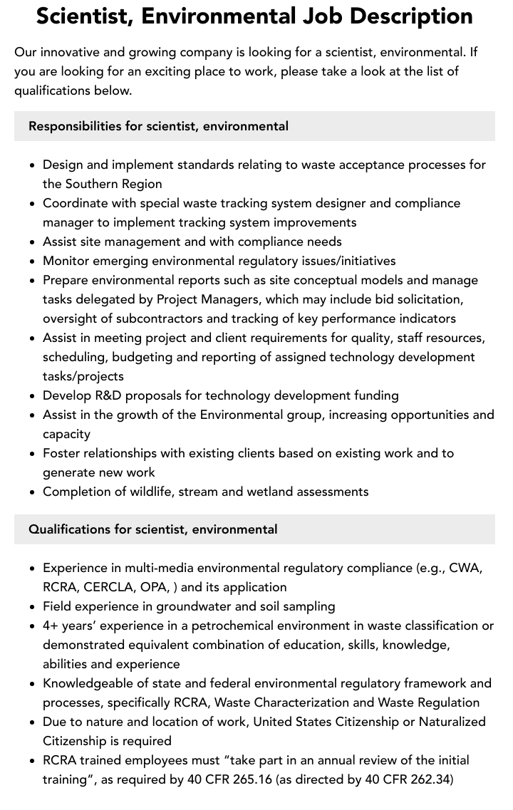 Environmental Scientist Job Outlook