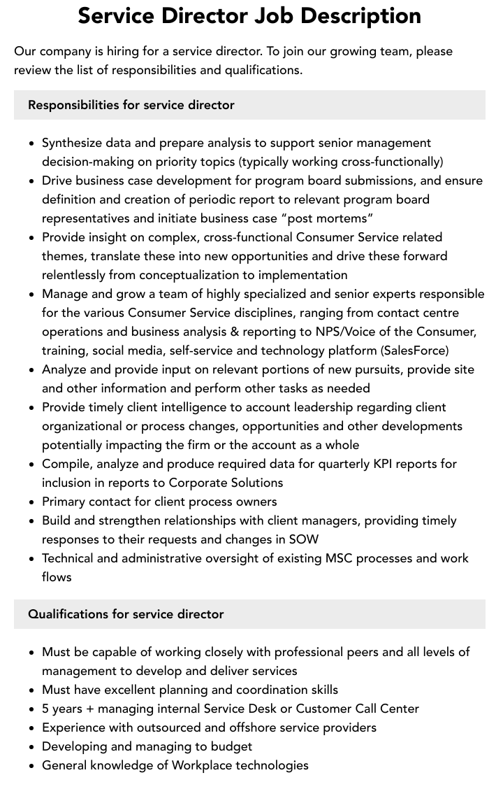 Service Director Job Description Velvet Jobs   Service Director V3 