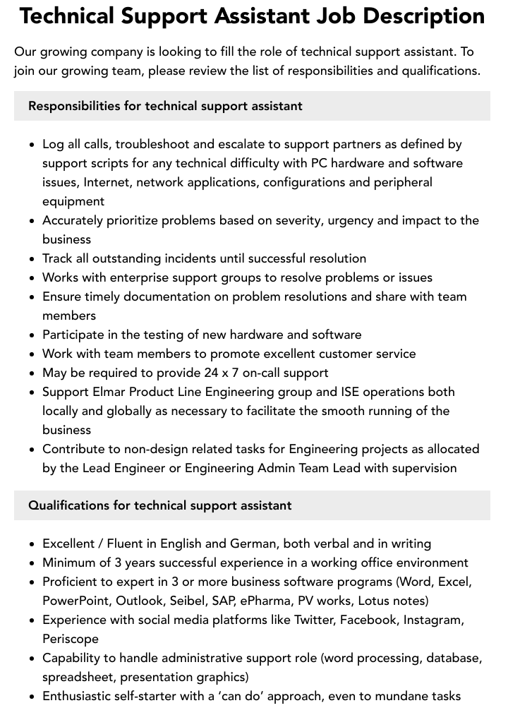 Behaviour Support Assistant Job Description