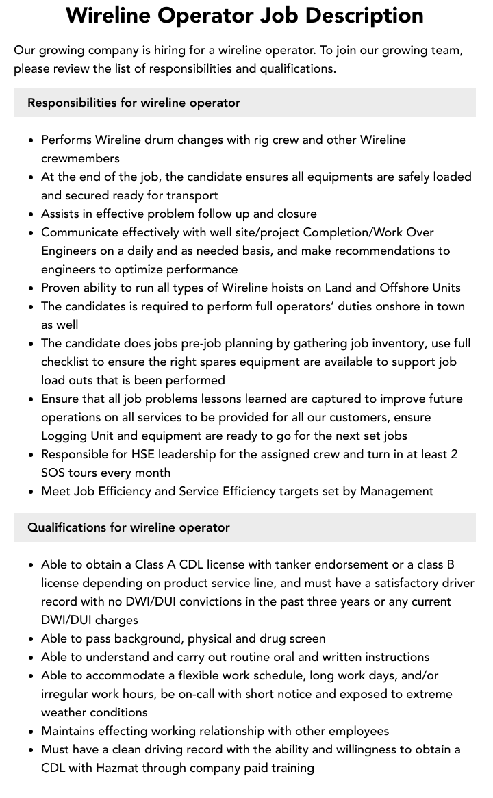 pengo wireline jobs