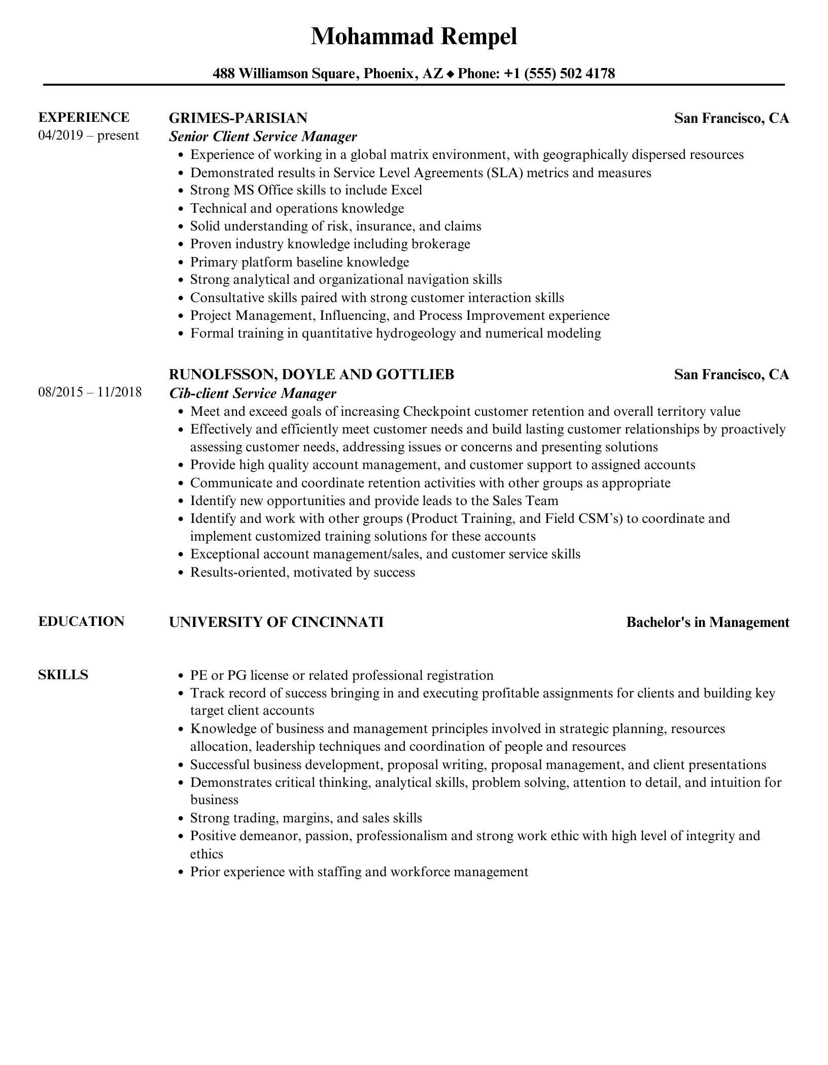 Client Service Manager Resume Samples Velvet Jobs Client Service Manager Resume Samples Velvet Jobs