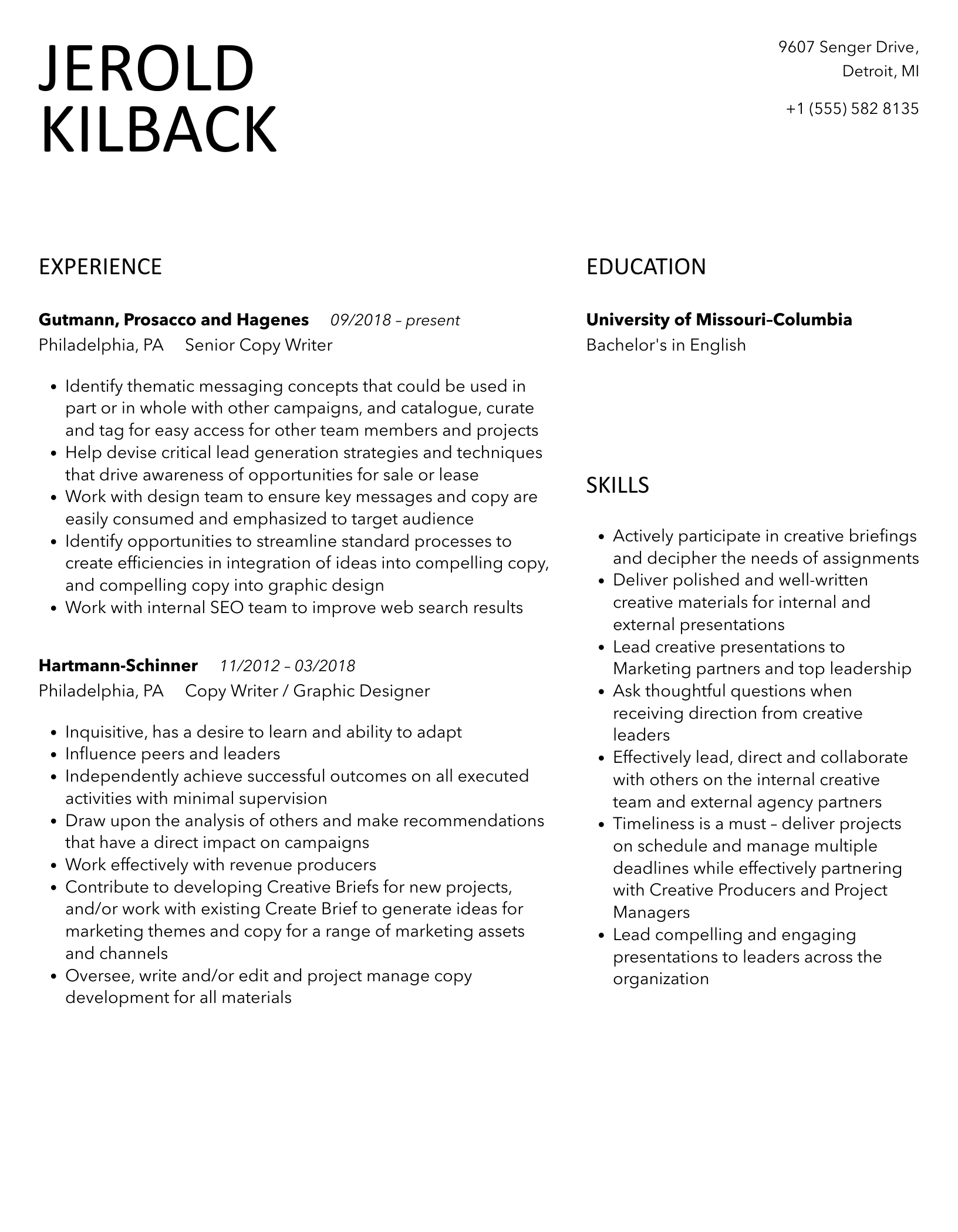 Copy Writer Resume Samples | Velvet Jobs