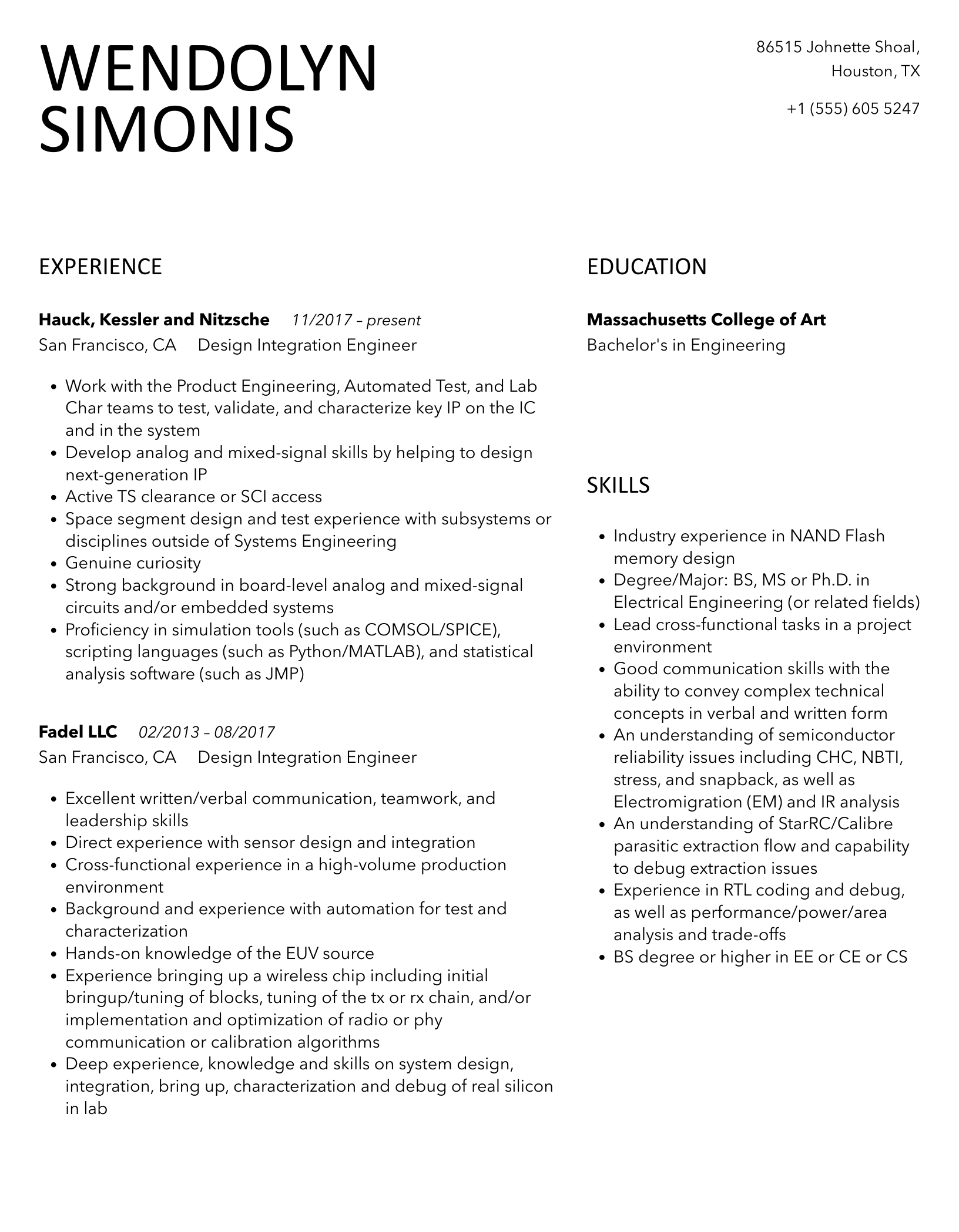 Design Integration Engineer Resume Sample