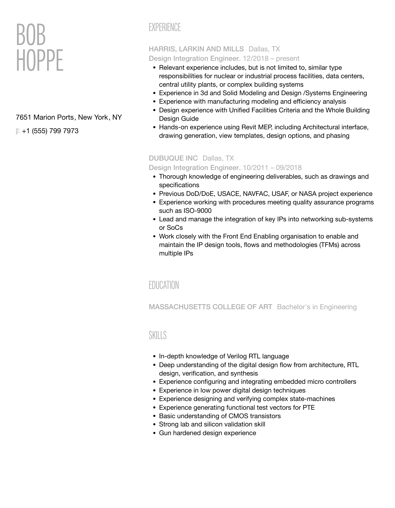 Design Integration Engineer Resume Sample