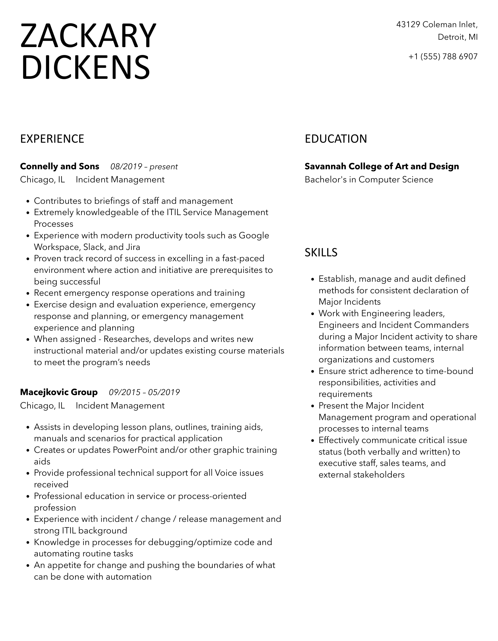 Incident Management Resume Samples Velvet Jobs