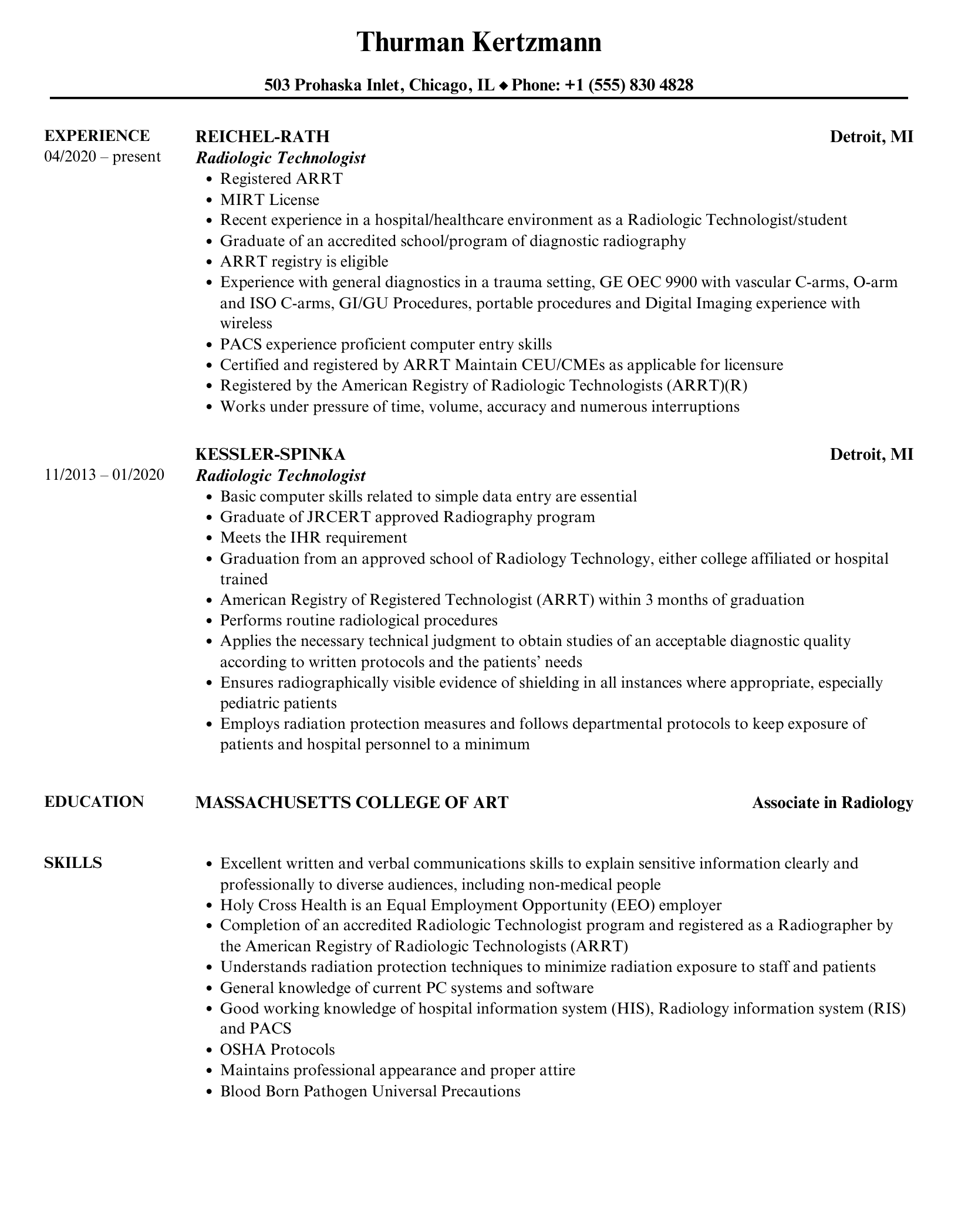Entry Level Radiology Tech Jobs Irving Talia