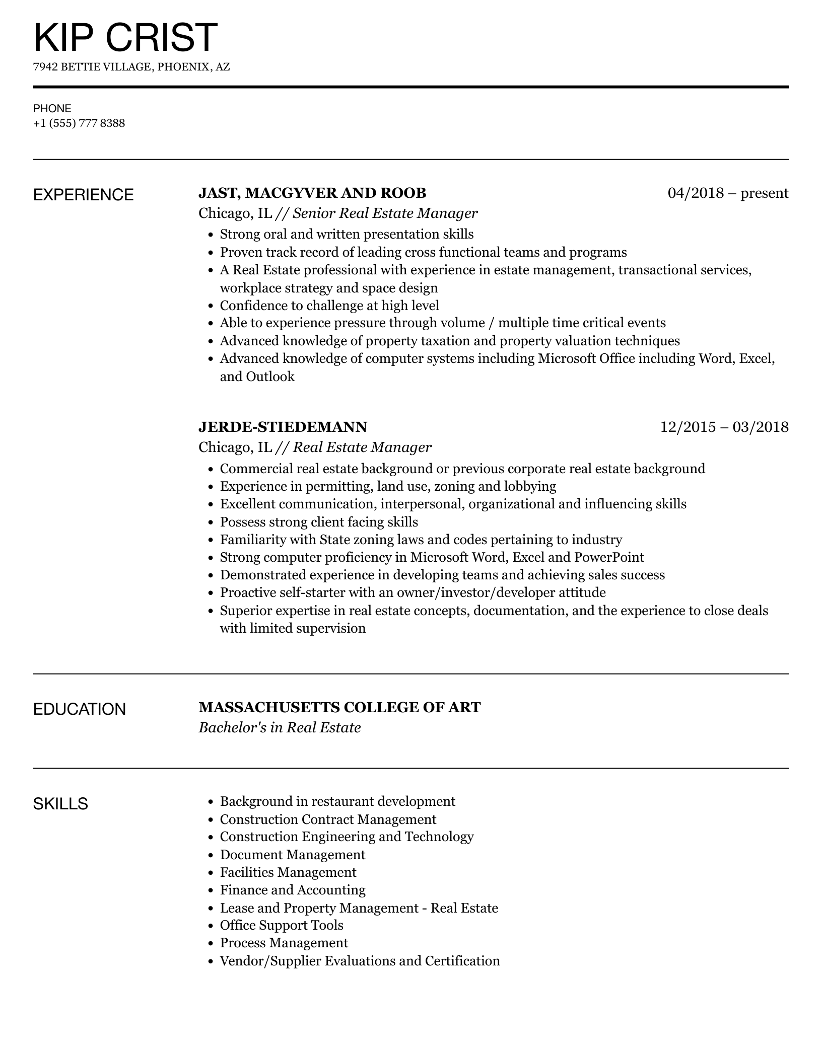 Real Estate Manager Resume Samples Velvet Jobs