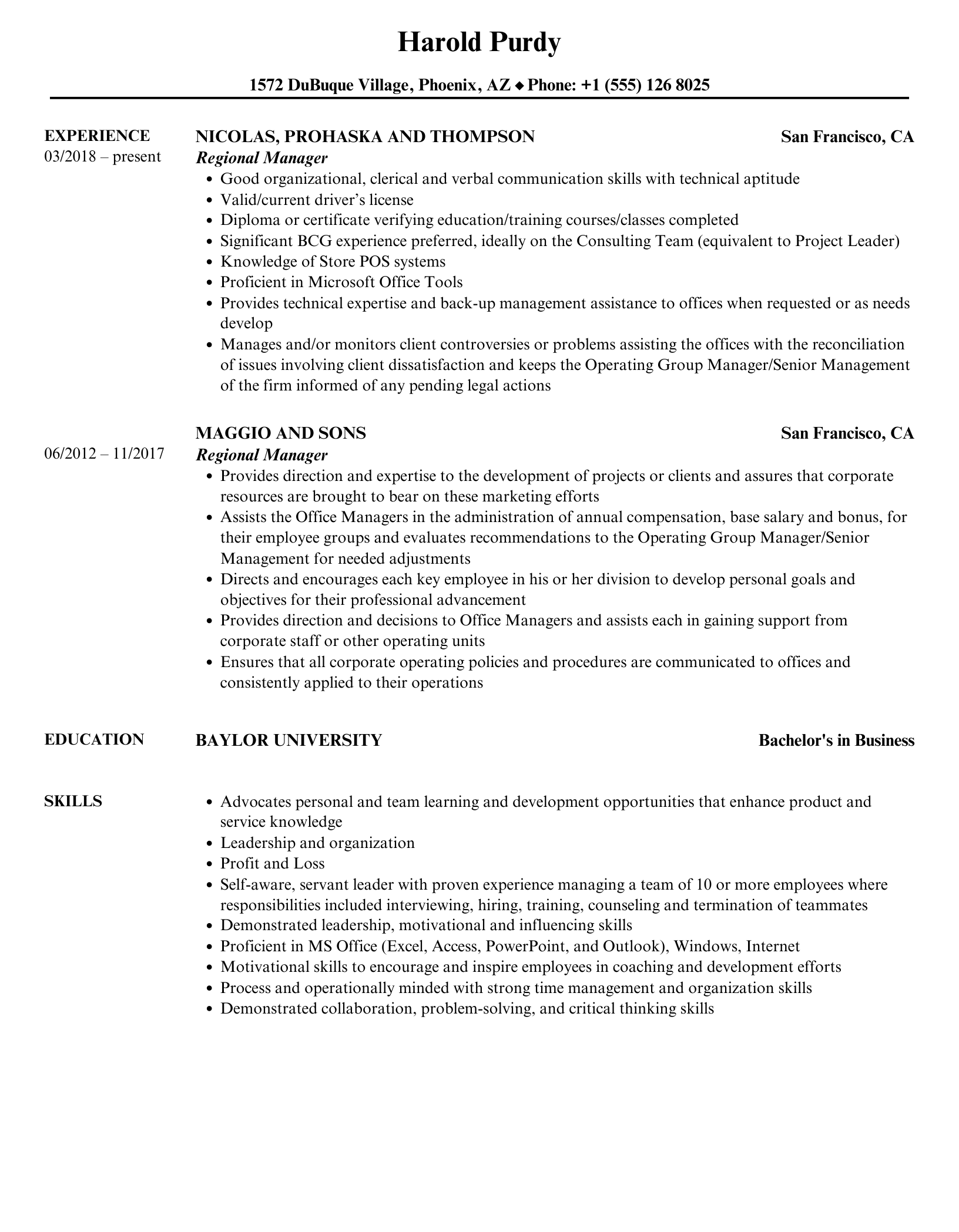 Regional Manager Resume Samples Velvet Jobs