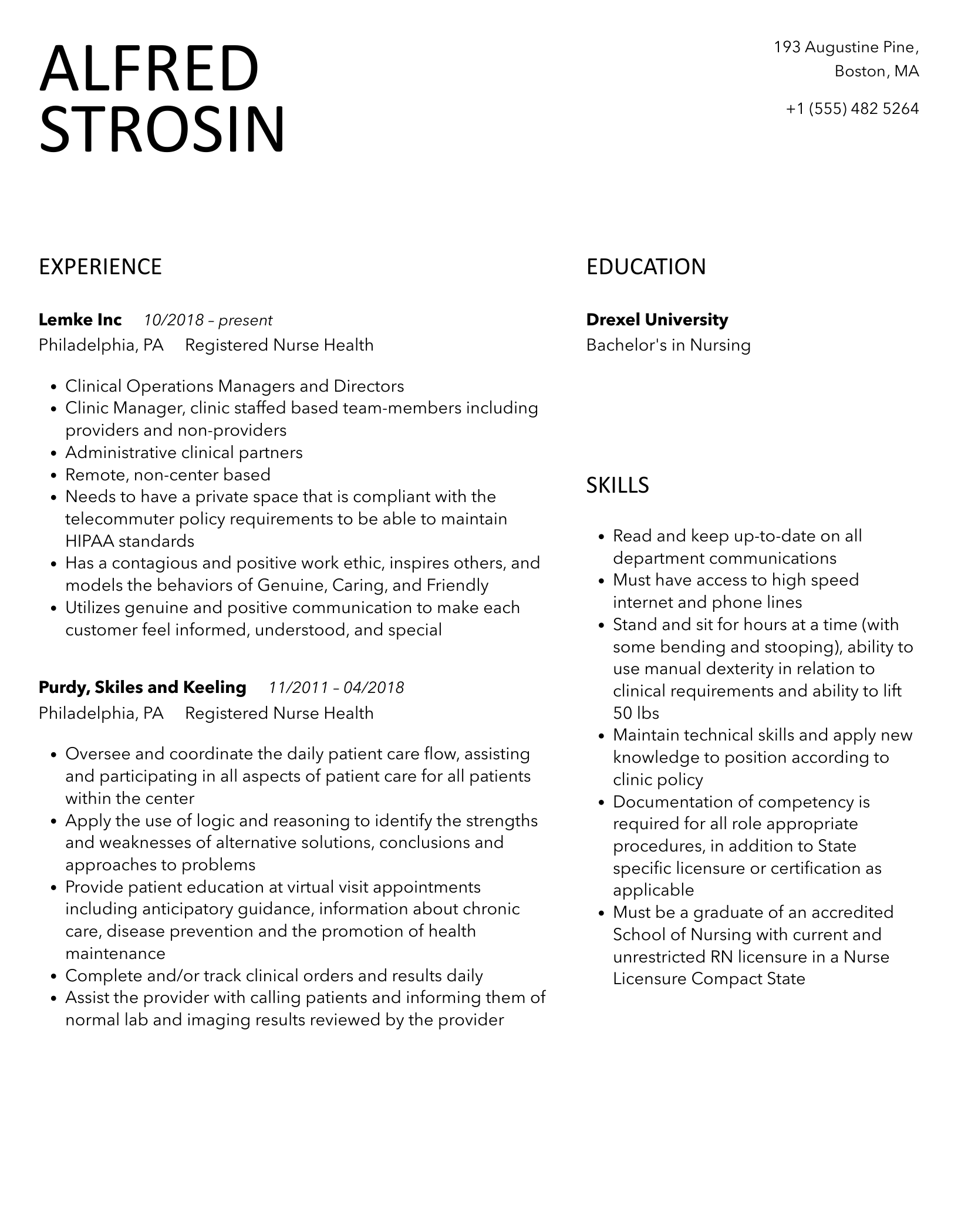 Registered Nurse Health Resume Sample