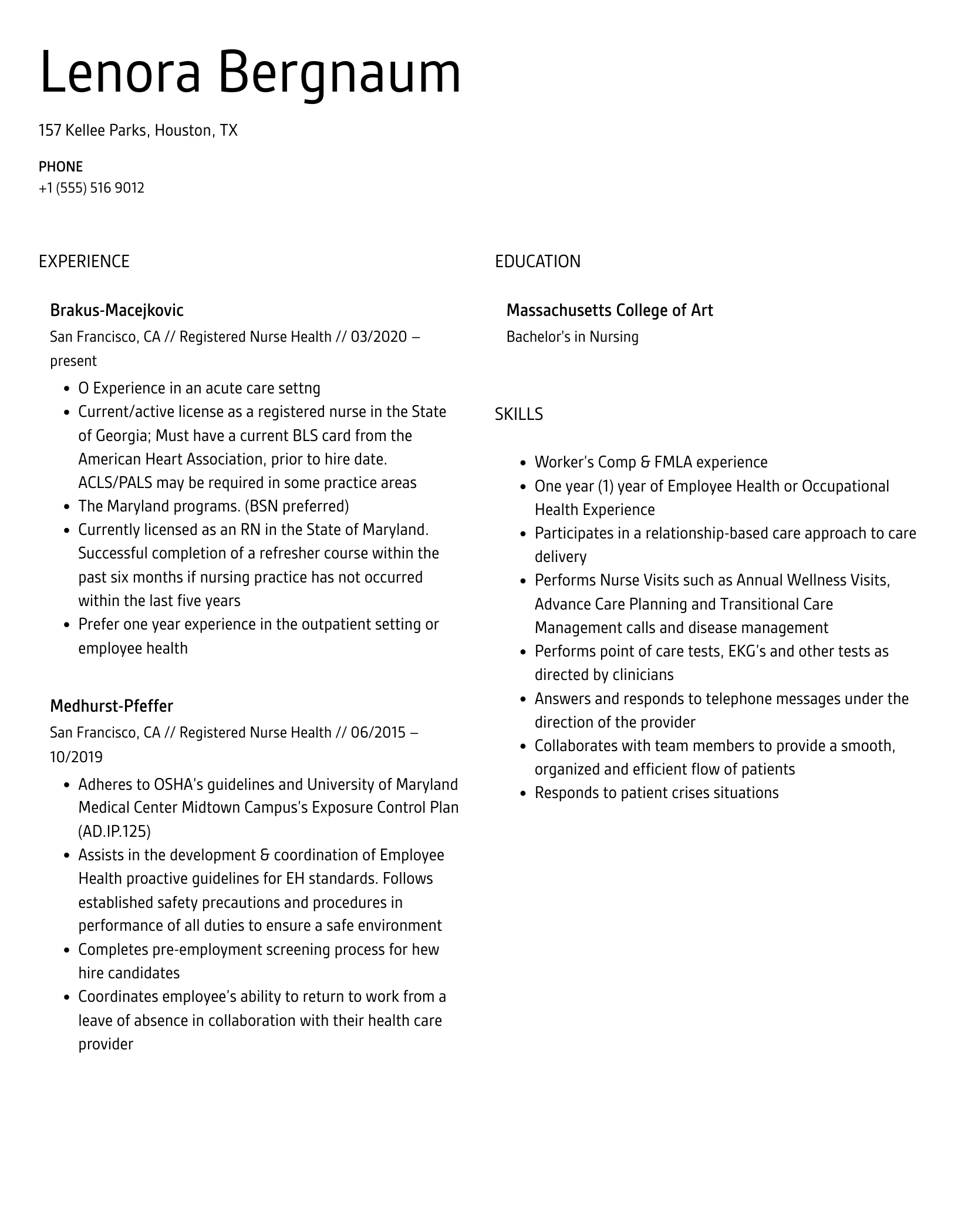 Registered Nurse Health Resume Sample